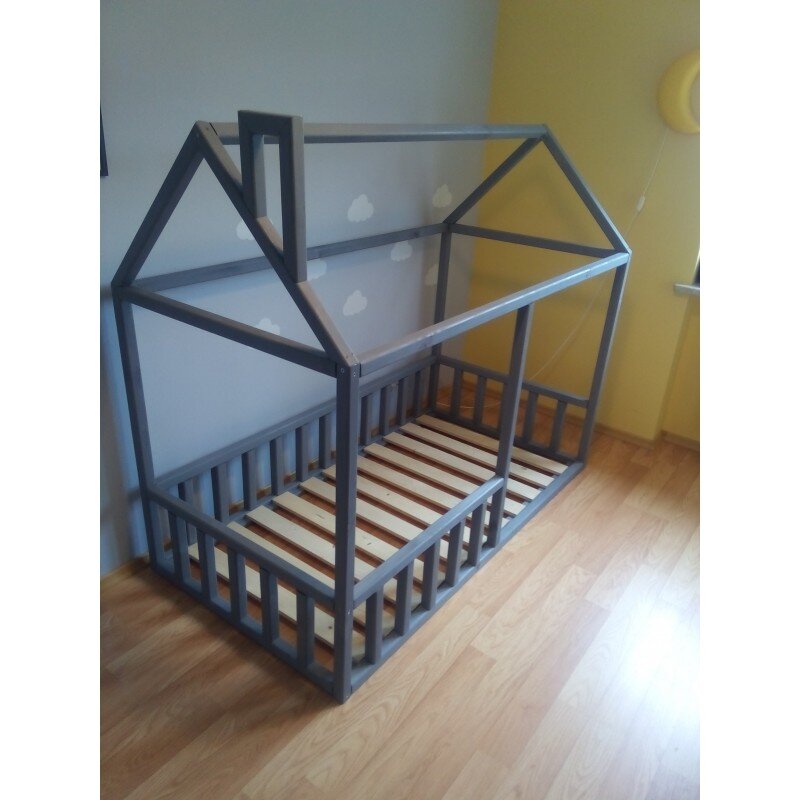 łóżko Domek Pod Materac 160x80 Z Kominem Stalowe Nóżki Bez Nóżek